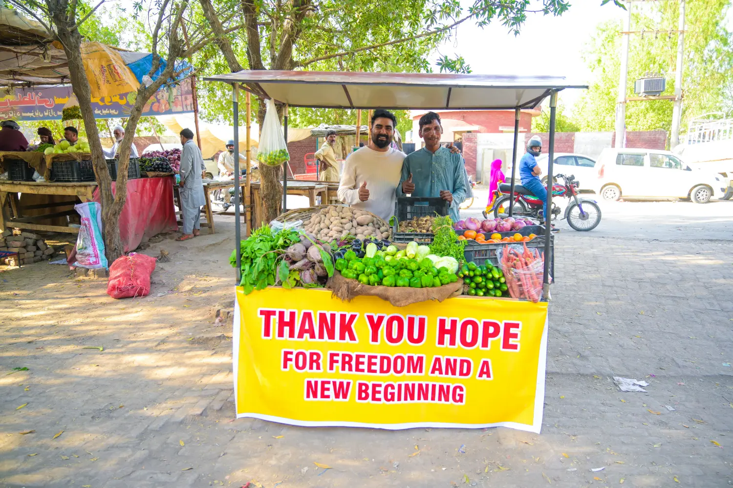 A vegetable cart provided to a freed man