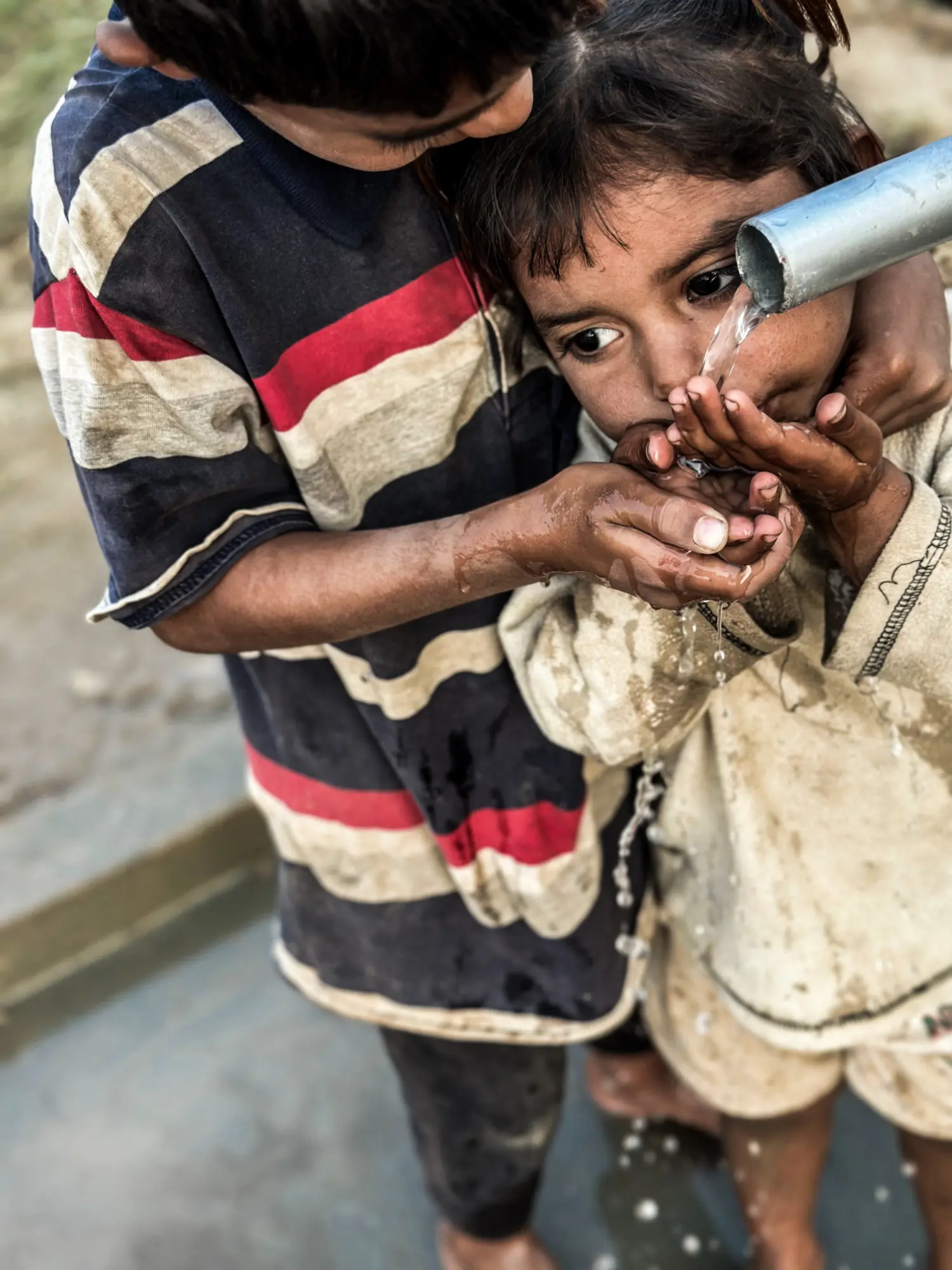 Children Drinking Together